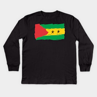 São Tomé and Príncipe painted flag Kids Long Sleeve T-Shirt